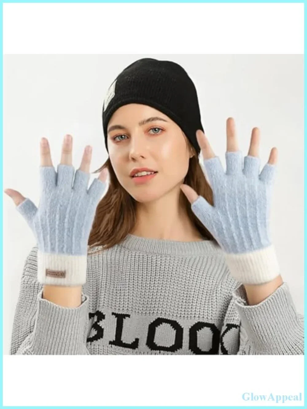 Women's Fingerless Knit Gloves Half Finger for Typing Driving